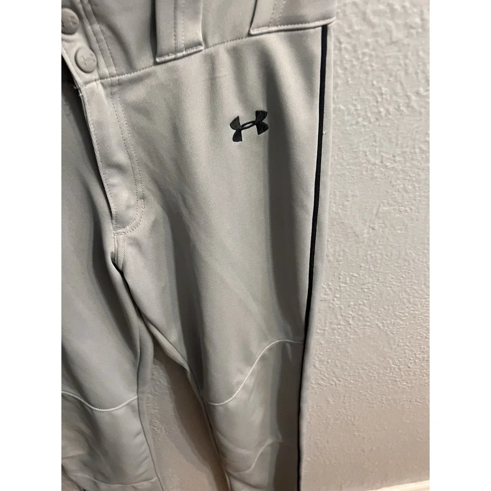 Under Armour gray baseball pants Boys Size YXL Blue Striped Side